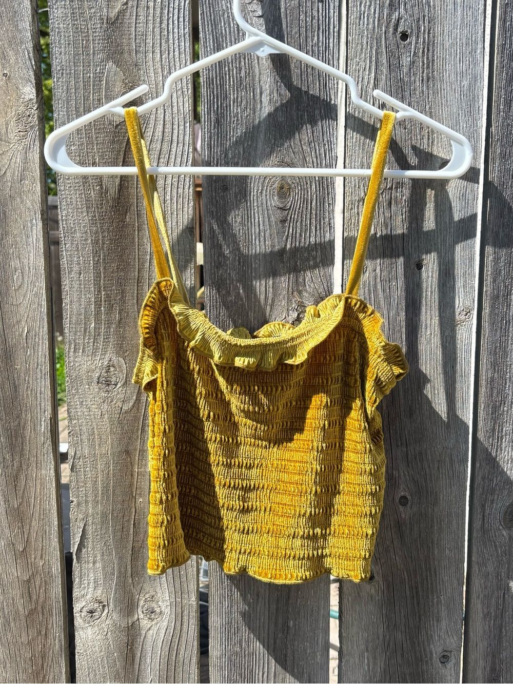wild fable Mustard Velour Smocked Ruffle Cami